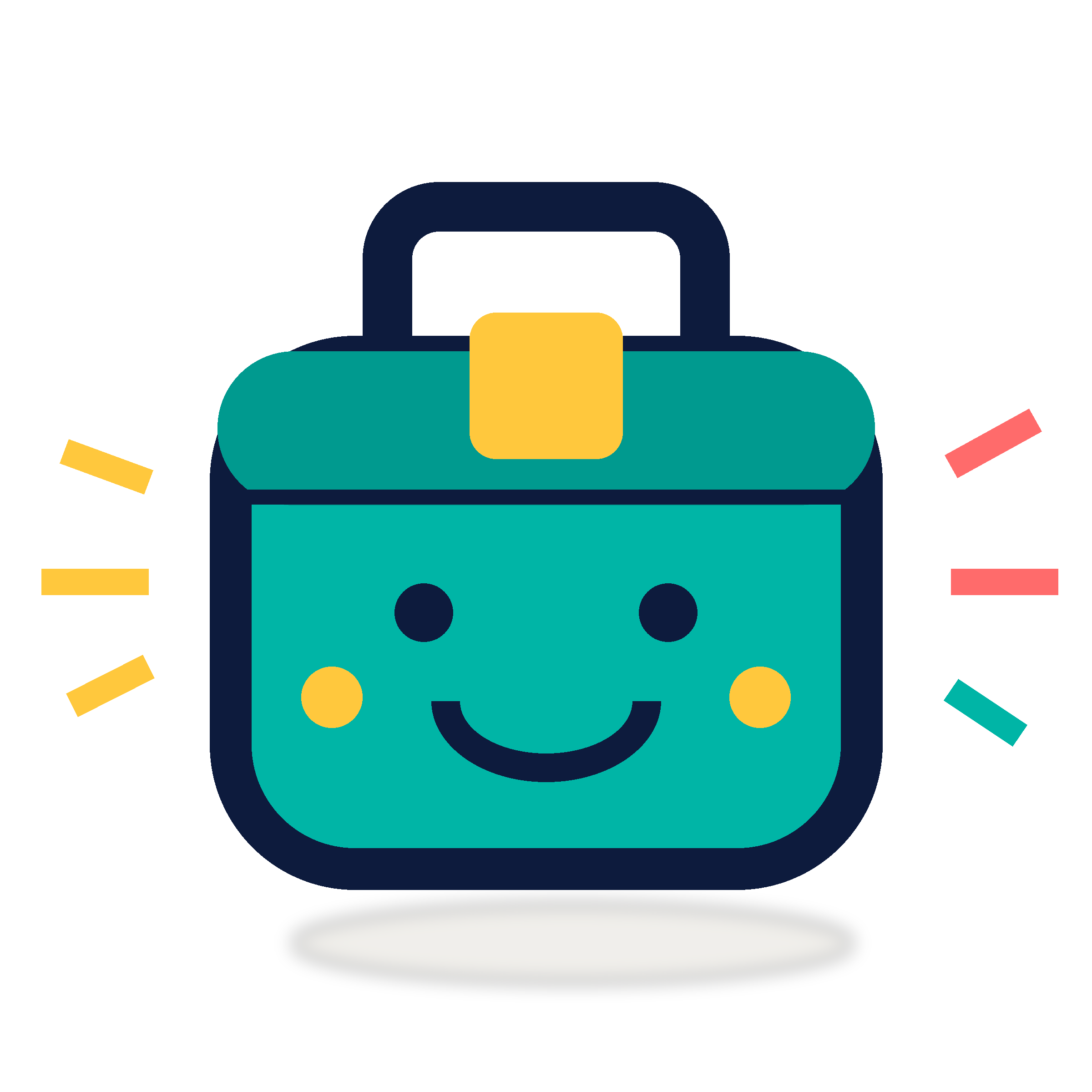 Lunchbox Buddy mascot — a friendly teal lunchbox with a smile